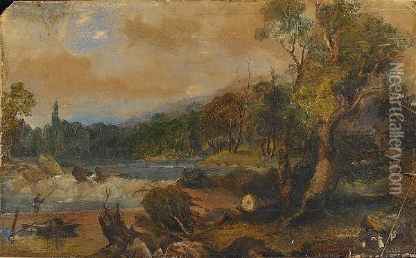 Fishing On The Yarra Oil Painting - Henry Easom Davies