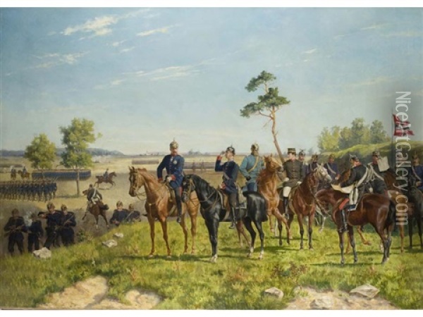 Kaiser Willhelm Ii. Zu Pferde Im Manover Oil Painting - Carl Roechling