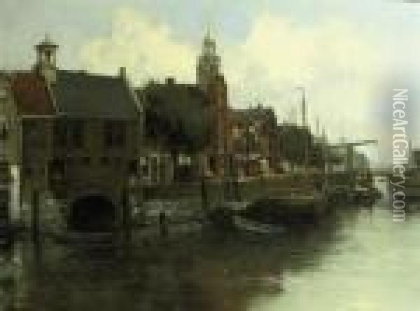 The Aelbrechtskolk In Delfshaven, Rotterdam Oil Painting - Willem George Fred. Jansen