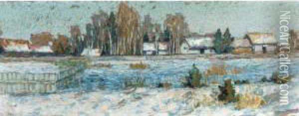 Winter Landscape Oil Painting - Piotr Ivanovich Petrovichev