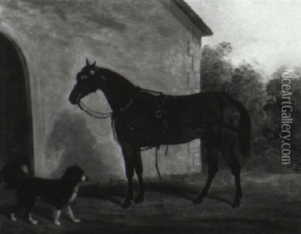 Carriage Horse With Dog Oil Painting - James Loder Of Bath