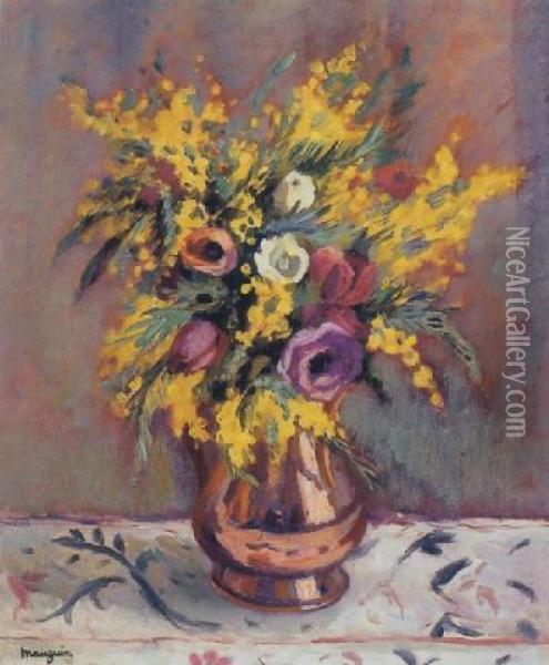 Anemones Et Mimosas Oil Painting - Henri Charles Manguin