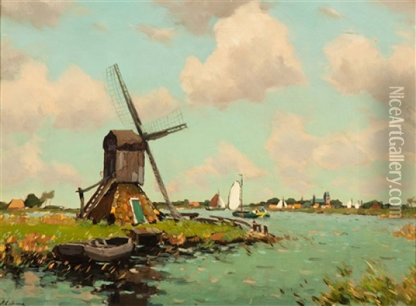 Frisian Waters Oil Painting - Egnatius Ydema