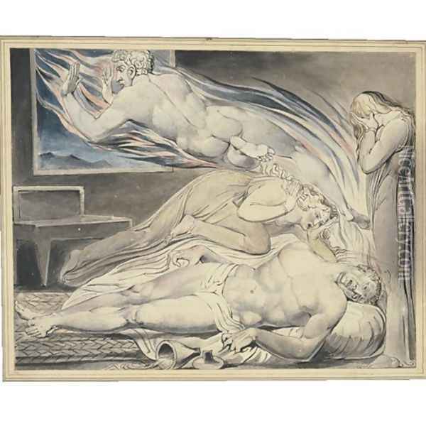 Death of the strong wicked man (The strong wicked man dying) Oil Painting - William Blake
