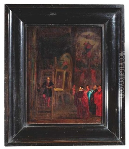 Venezianische Prokuratoren Im Atelier Des Malers Tizian Oil Painting - Giulio Carlini