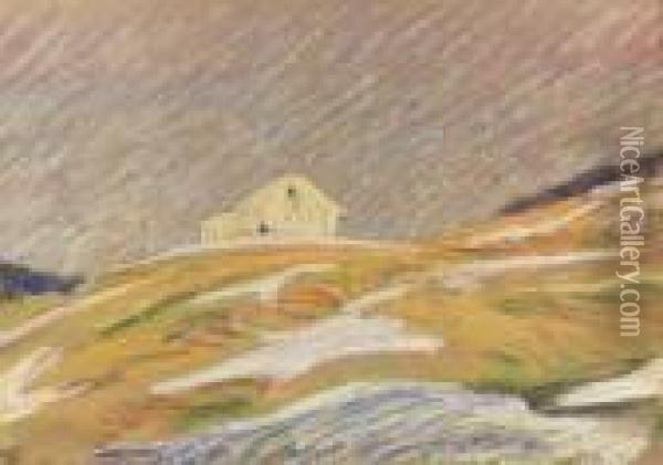 Landschaft Im Vorfruhling Mit Kleinem Haus. Oil Painting - Charles L'Eplattenier