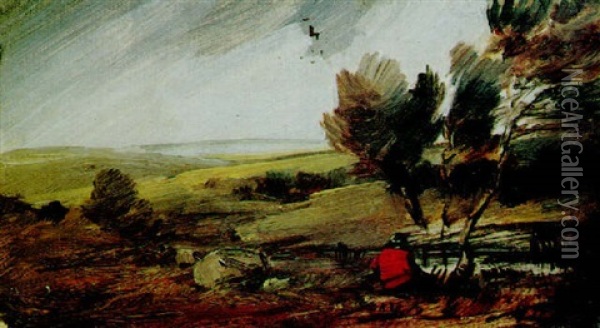 Landschaft Mit Figurenstaffage Oil Painting - Wilhelm Busch