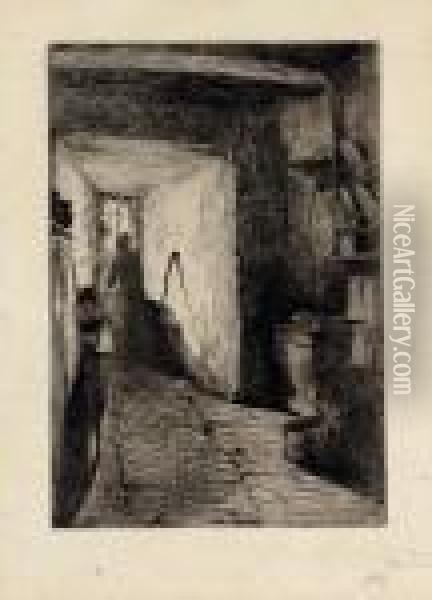 The Kitchen, From Twelve Etchings Oil Painting - James Abbott McNeill Whistler