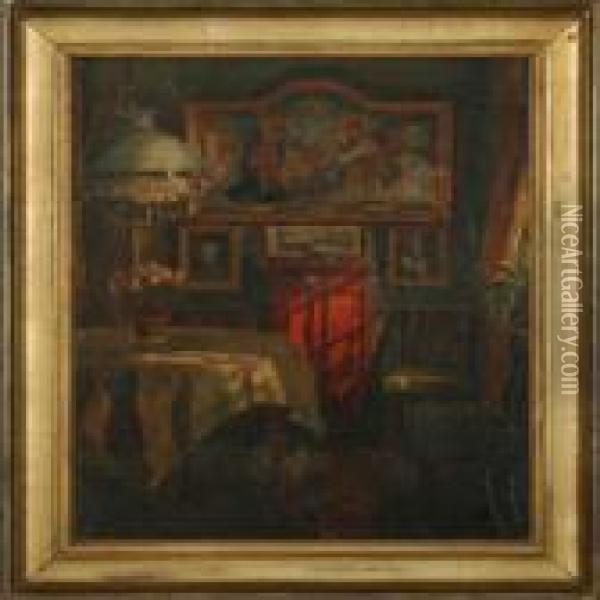Interior Oil Painting - Viggo Christian Frederick Pedersen