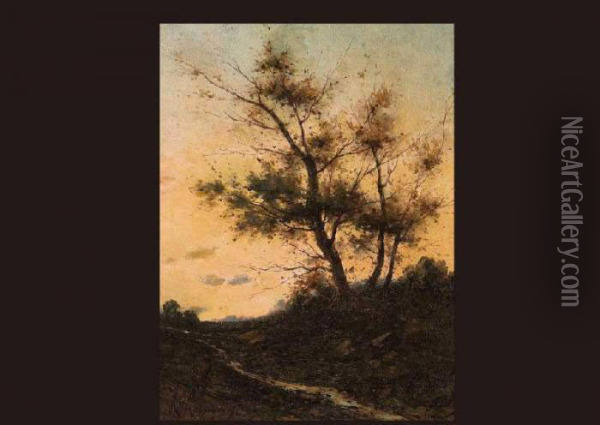 Landscape Of The Path Oil Painting - Henri-Joseph Harpignies