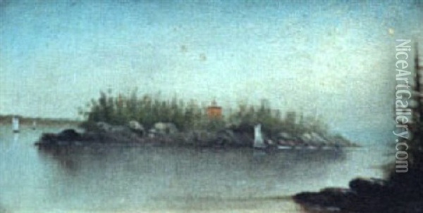 Island On Casco Bay Oil Painting - George M. Hathaway