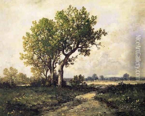 Trees in a Landscape Oil Painting - Leon Richet