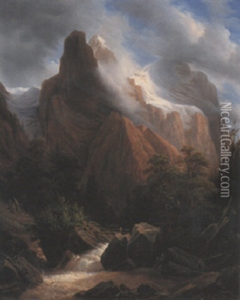 Berglandschaft Oil Painting - Nicolas Louis Andre Prevost