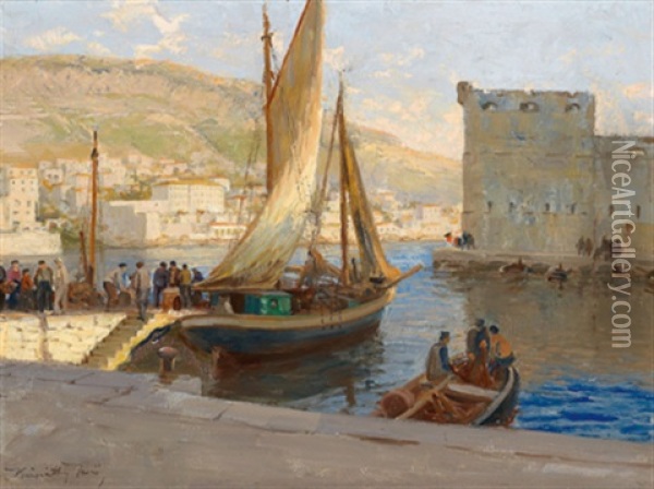 Motiv Aus Dubrovnik Oil Painting - Jenoe Karpathy