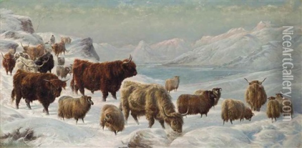 Winter In The Highlands Oil Painting - Charles Jones