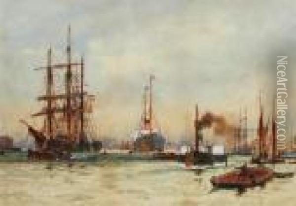 Greenwich Reach Oil Painting - Charles Edward Dixon