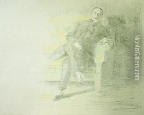 Mann Auf Dem Sofa Sitzend 1899 Oil Painting - Max Arthur Stremel