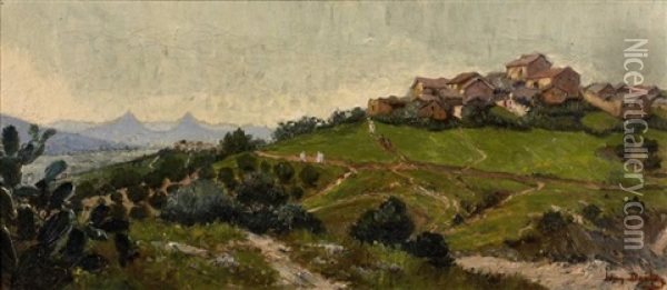 Village Kabyle, Environs De Maillot Oil Painting - Jean Darley