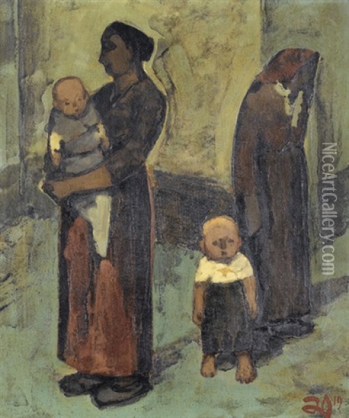 Kleine Familie Oil Painting - Gustav Wiethuechter