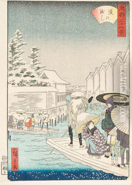 Album Complet Toto Sanju-rokkei (les Trente-six Vuesd'edo) Oil Painting - Ii Hiroshigeando
