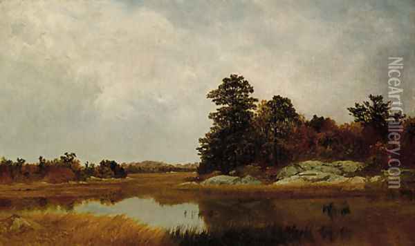October In The Marshes Oil Painting - John Frederick Kensett
