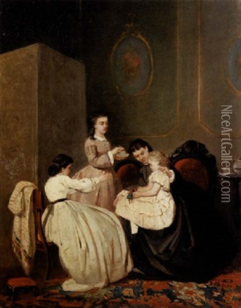 A Family Scene Oil Painting - Albert Johan (Jan) Neuhuys