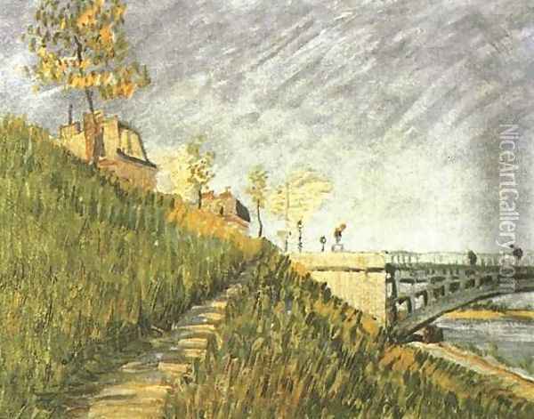 Banks Of The Seine With Pont De Clichy Oil Painting - Vincent Van Gogh