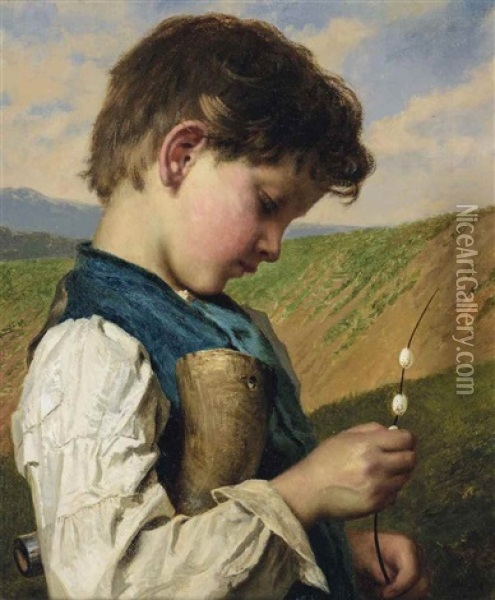 Little Boy Blue, Come Blow Your Own Horn Oil Painting - Sophie Anderson