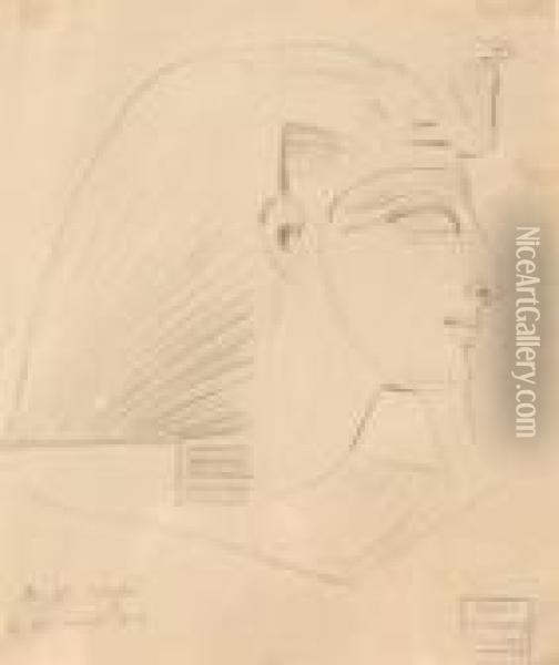 Head Of A Pharaoh Oil Painting - Frederick Arthur Bridgman