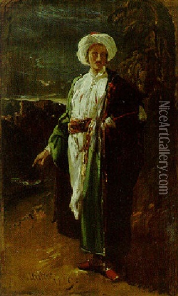 An Englishman Wearing A Turkish Costume Oil Painting - William James Mueller