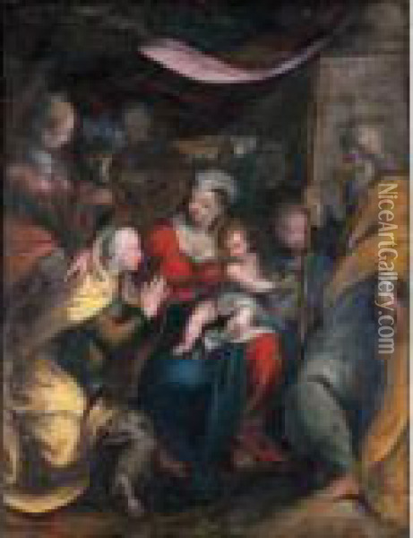 Adorazione Del Bambin Gesu Oil Painting - Girolamo Francesco Maria Mazzola (Parmigianino)