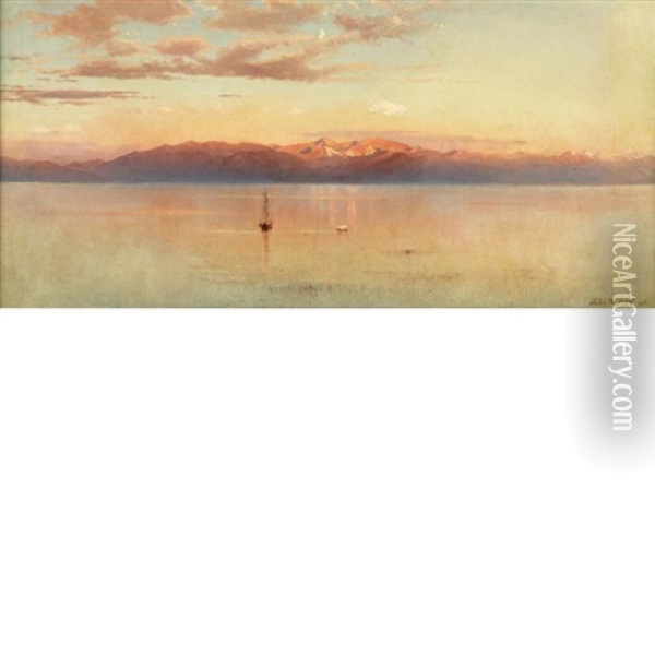 Lake Tahoe Vista (+ Lake Tahoe Vista, Lrgr; 2 Works) Oil Painting - John Ross Key