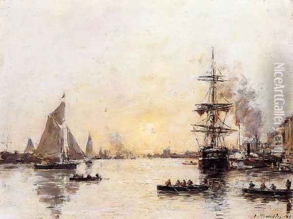 Le Havre, the Outer Port II Oil Painting - Eugene Boudin