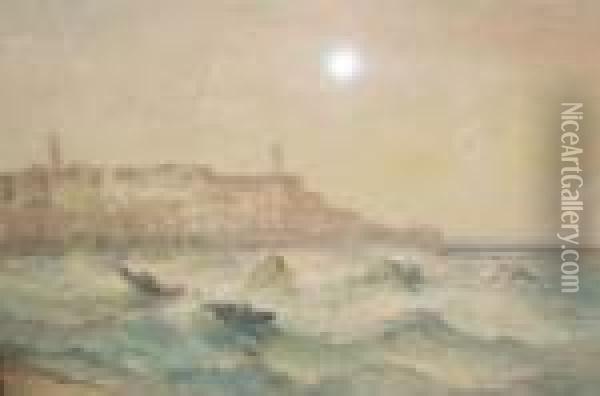 Forte Mer Devant Jaffa Oil Painting - Lucien Whiting Powell