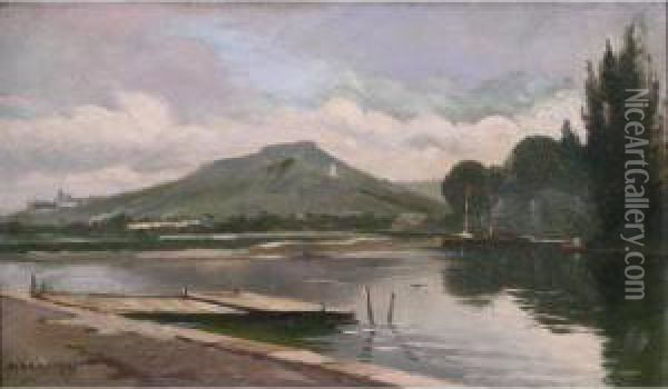 Metz, Le Saint-quentin Vu Du Saulcy - 1907 - Hst - Sbg Et Date - 28 X 47 Cm Oil Painting - Albert Marks