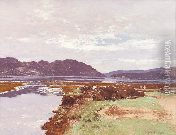 Children By Loch Fyne Oil Painting - George Houston