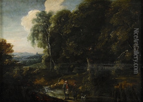 Landskap Med Figurstaffage Oil Painting - Jacques d' Arthois