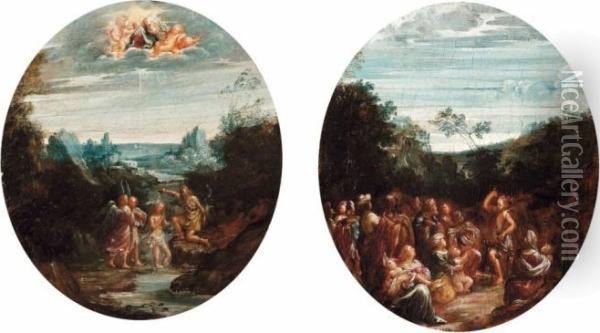 A) La Predica Del Battista Oil Painting - Giovanni Andrea Donducci (see MASTELLETTA)