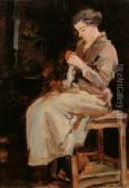 Sitzende Frau Oil Painting - Demeter Koko