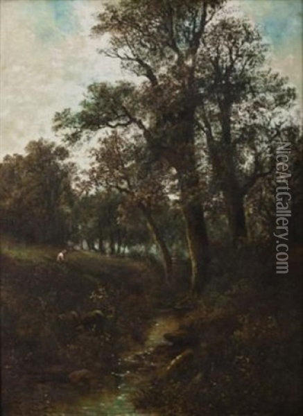 Sylvan Landscape Oil Painting - James Poole