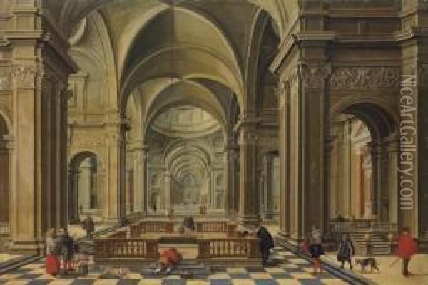 The Interior Of A Renaissance Church With Figures Oil Painting - Bartholomeus Van Bassen