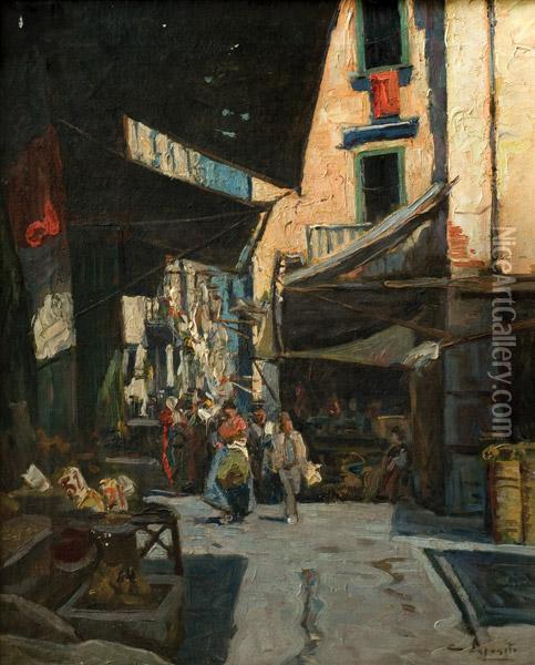 Mercado De Napoles Oil Painting - Gaetano Esposito