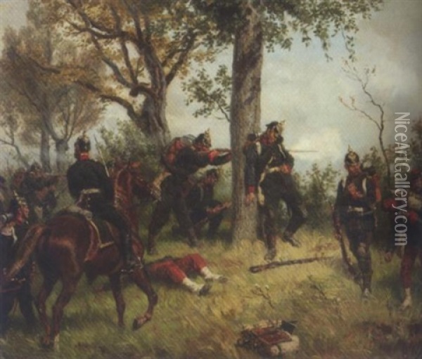 Gefechtszene Aus Dem Deutsch-franzosischen Krieg Oil Painting - Emil Hunten