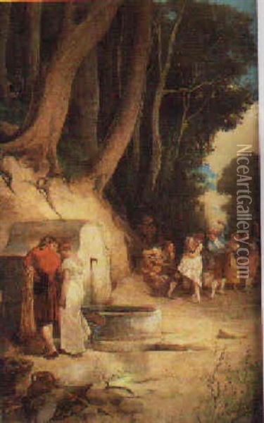 Un Alto En La Romeria Oil Painting - Angel (Monedero) Lizcano y Esteban