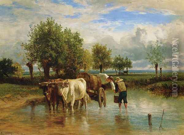 Water Carriers Oil Painting - Constant Troyon