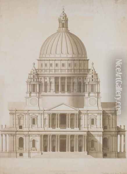 The facade of St. Paul's, London Oil Painting - Antonio Adami