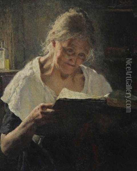Femme Agee A La Lecture Oil Painting - Alois Boudry