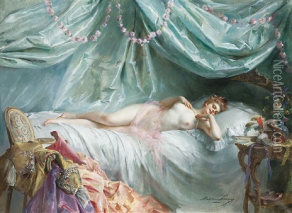 Le Sommeil De Manon Oil Painting - Madeleine Jeanne Lemaire