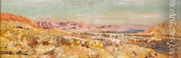Coucher De Soleil Dans Le Sahara Oil Painting - Maxime Noire