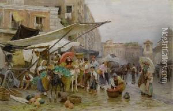 Porta Cajano In Naples Oil Painting - Franz Theodor Aerni